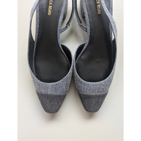 NIB Veronica Beard Cecile Denim Cap-Toe Slingback Sz US 9M Indigo/Black - Picture 7 of 13